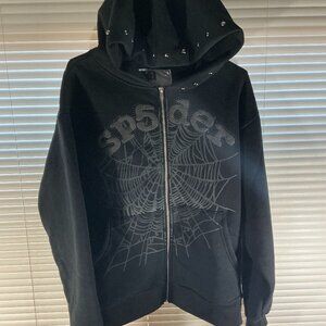 Spyder Black Hoodie with Web Design